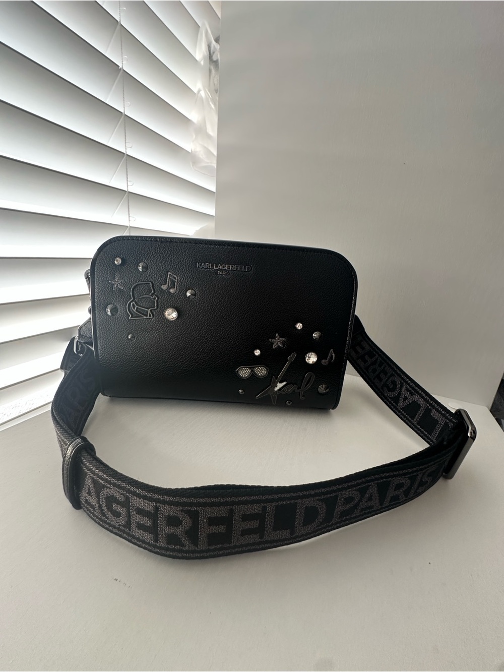 Karl Lagerfeld Paris Maybelle Rhinestone Duo Camera Crossbody Bag